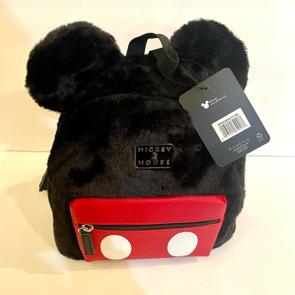 NFS. RARE NWT Plush Fur Mickey Mouse backpack. Disney BioWorld. - Picture 8 of 10